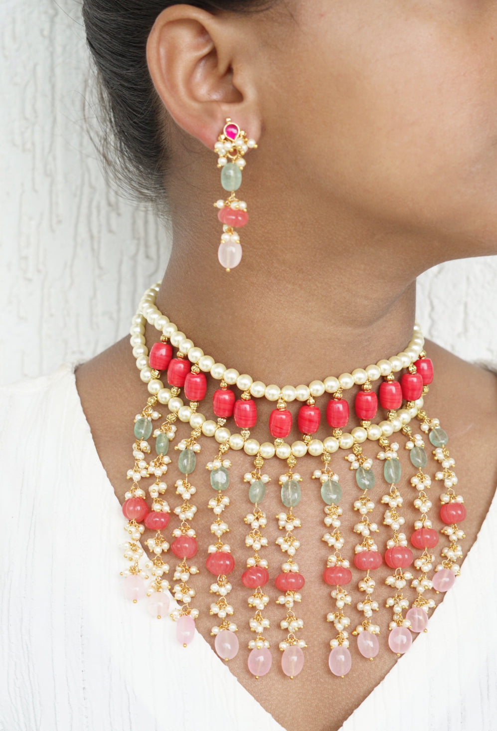 Beads necklace set (4-6687)(N)