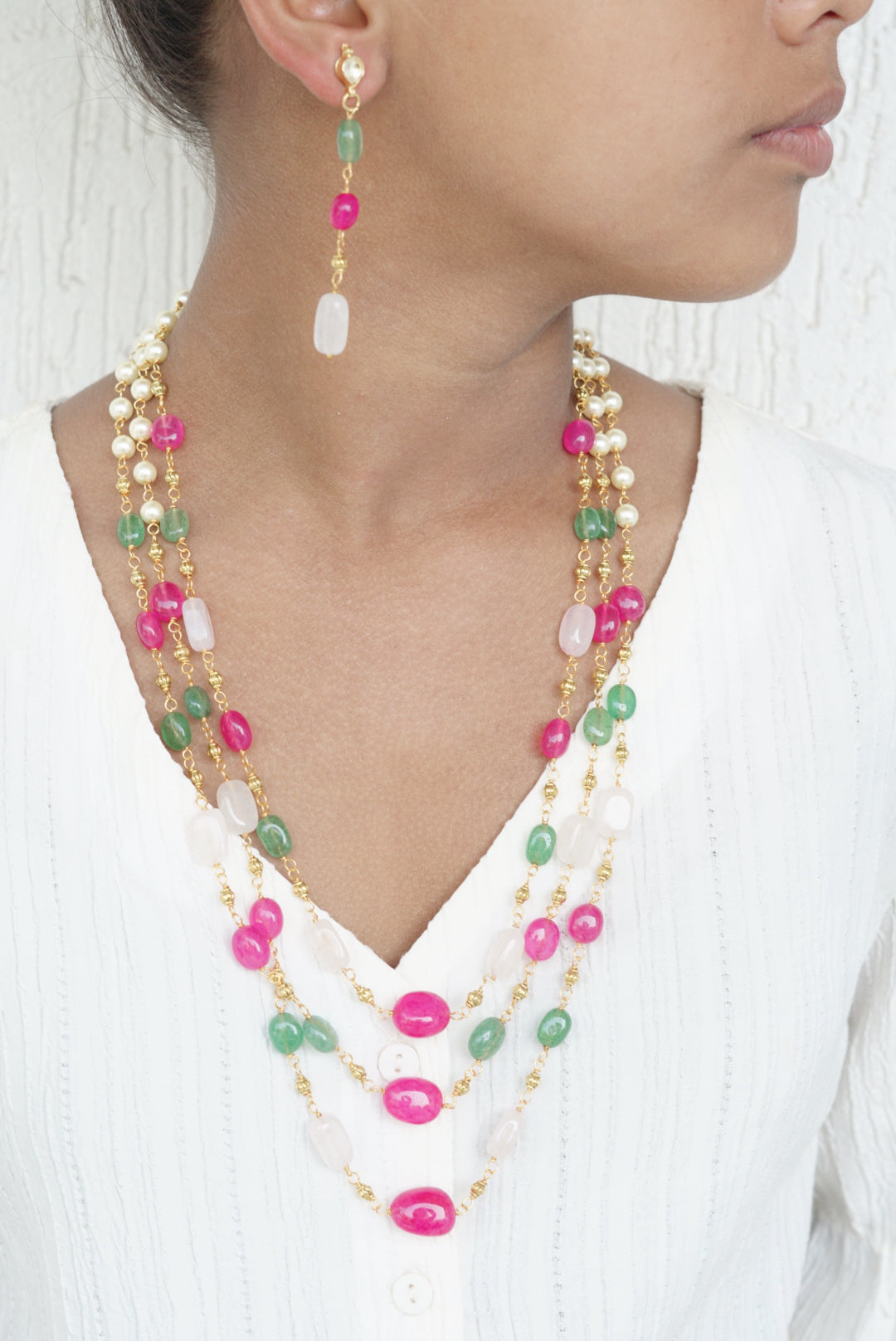 beads necklace set (4-6721)(N)