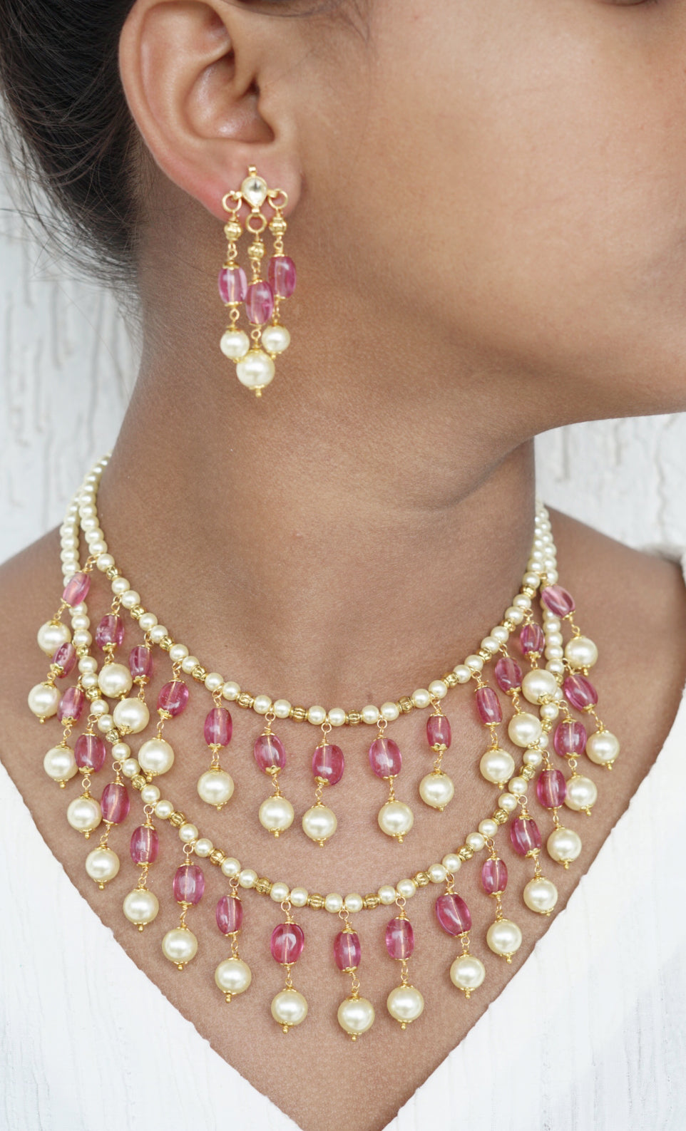 Beads necklace set (4-6686)(N)