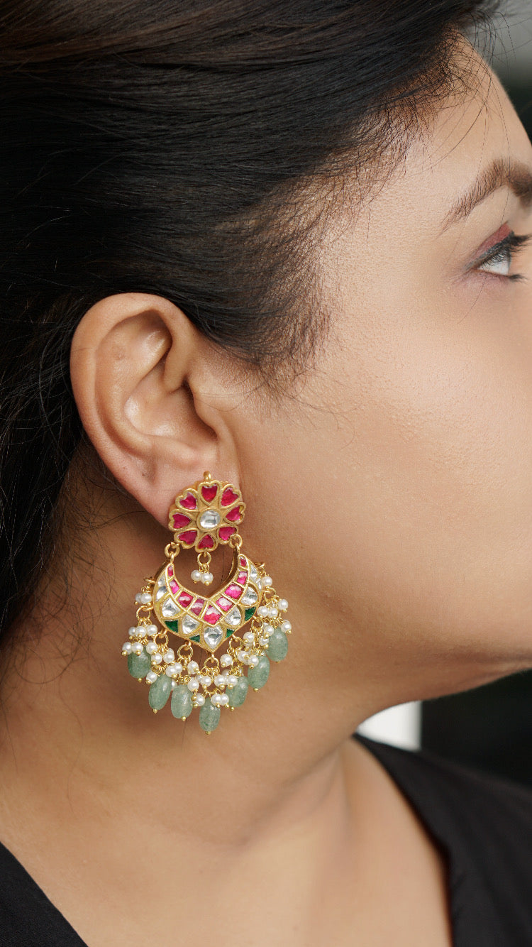 Kundan Chandbali Earring (1-4322)(R)(preorder)