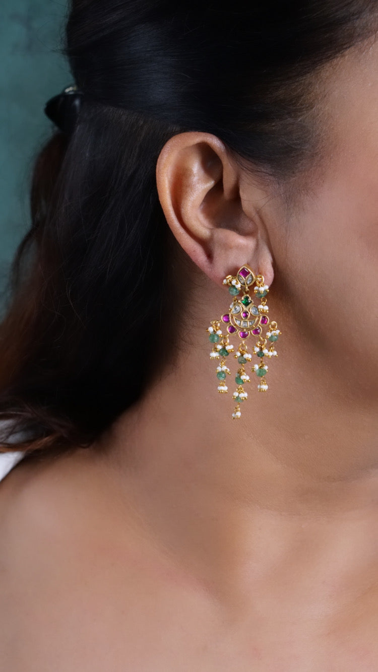 Small Kundan earrings (1-3761)(K) - JEWELSTYLE