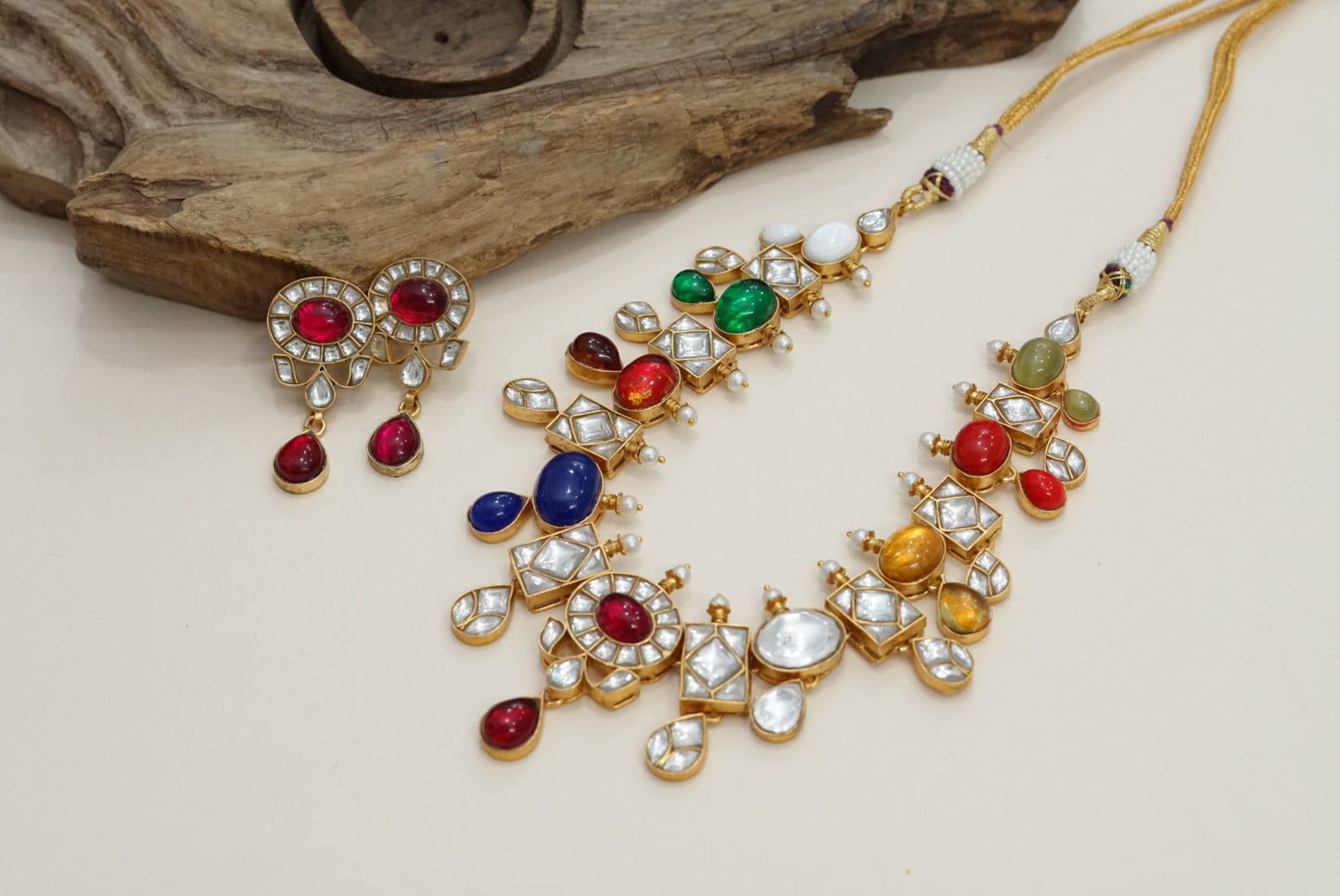 Navratan necklace set (4-6235)(R)(PREORDER) - JEWELSTYLE
