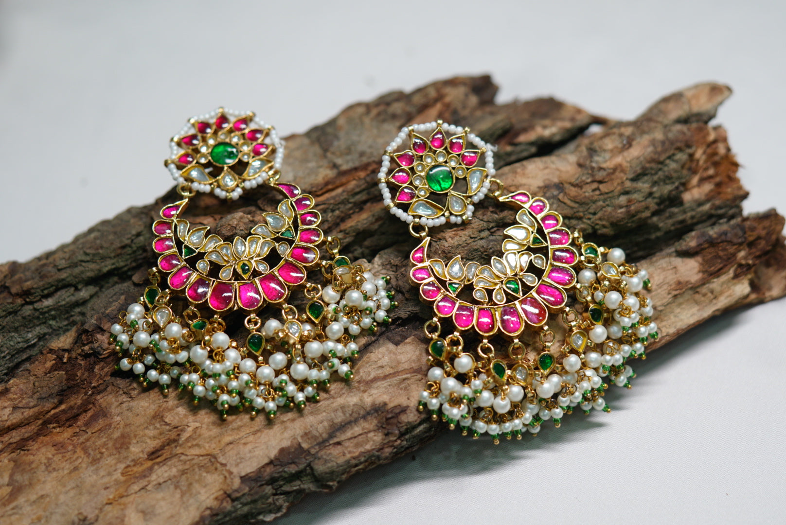 Kundan chandbali earrings(1-2798)(R)(preorder) - JEWELSTYLE