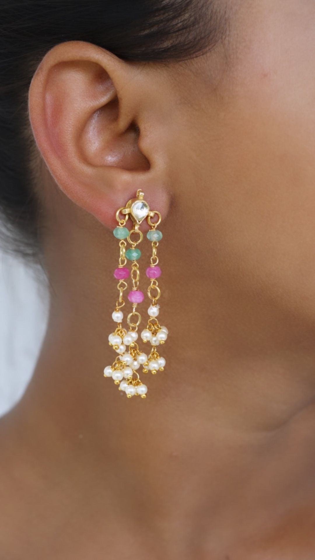 Kundan earrings (1-3425)(N) - JEWELSTYLE