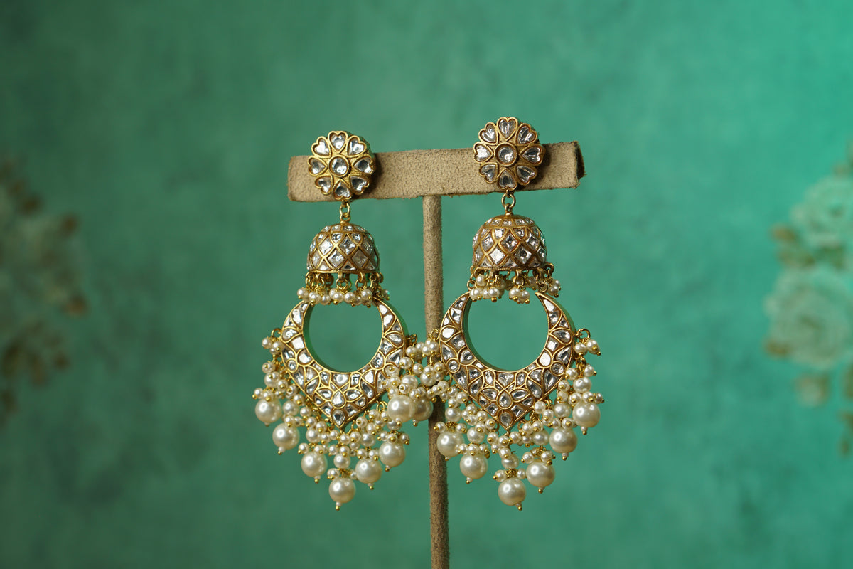 Kundan Chandbali Earrings (1-5612)(R)