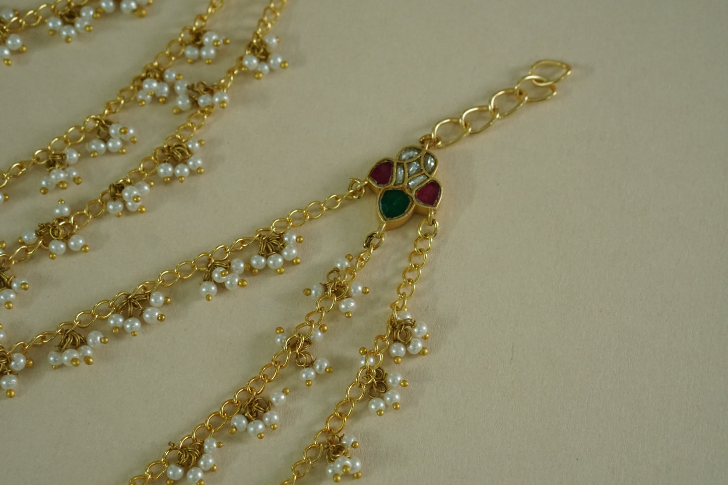 Kundan Beads Earchain(9-412)(A)