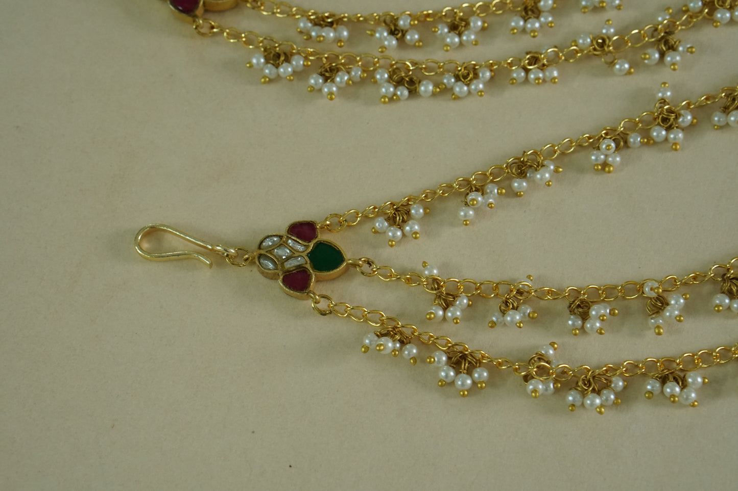 Kundan Beads Earchain(9-412)(A)