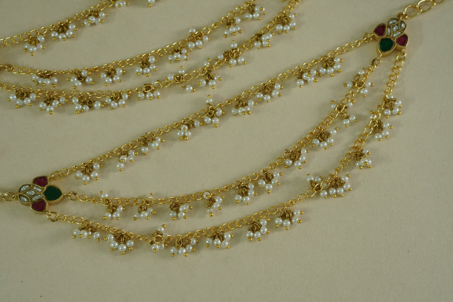 Kundan Beads Earchain(9-412)(A)
