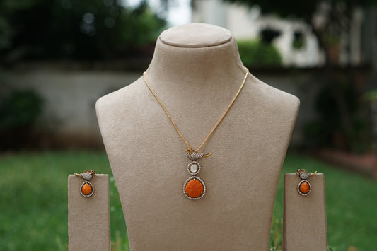 Coral Pendant Set (4-9423)(AK)