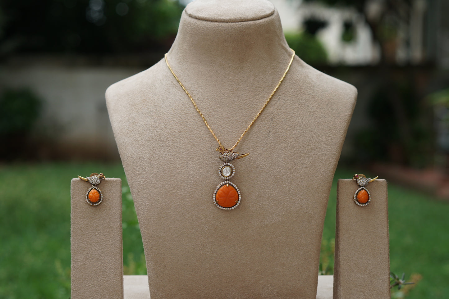 Coral Pendant Set (4-9423)(AK)
