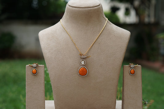 Coral Pendant Set (4-9423)(AK)