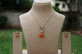 Coral Pendant Set (4-9423)(AK)