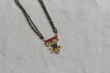 Black beads kundan chain (4-9489)(EX)
