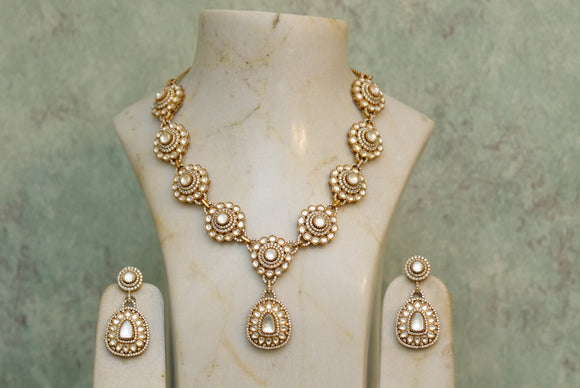Kundan polki necklace set (4-6240)(B)