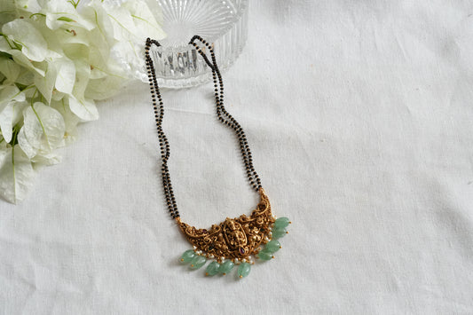 Black beads kundan chain (4-9488)(EX)