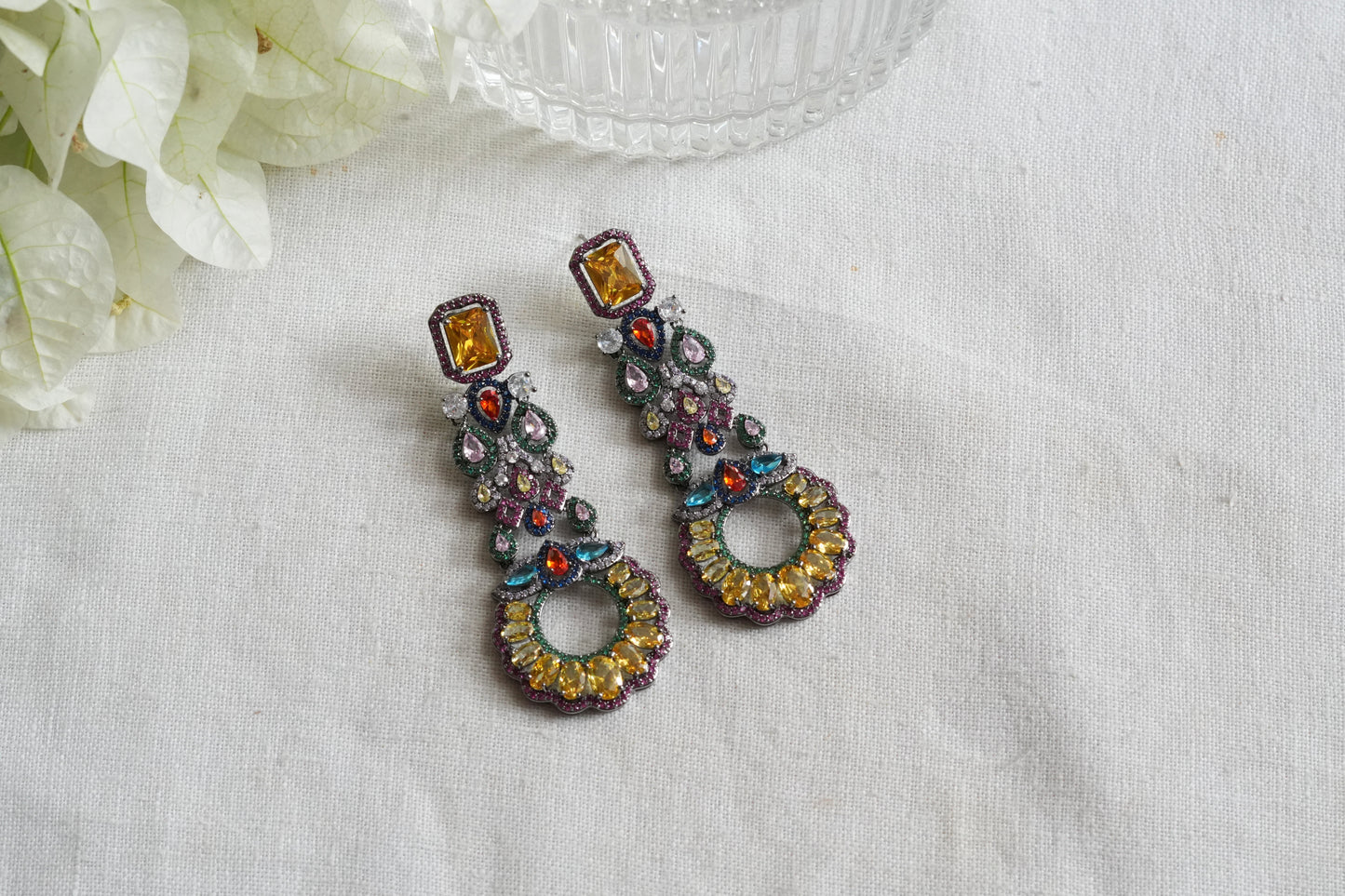 Multistone ad earrings(1-5434)(EX)