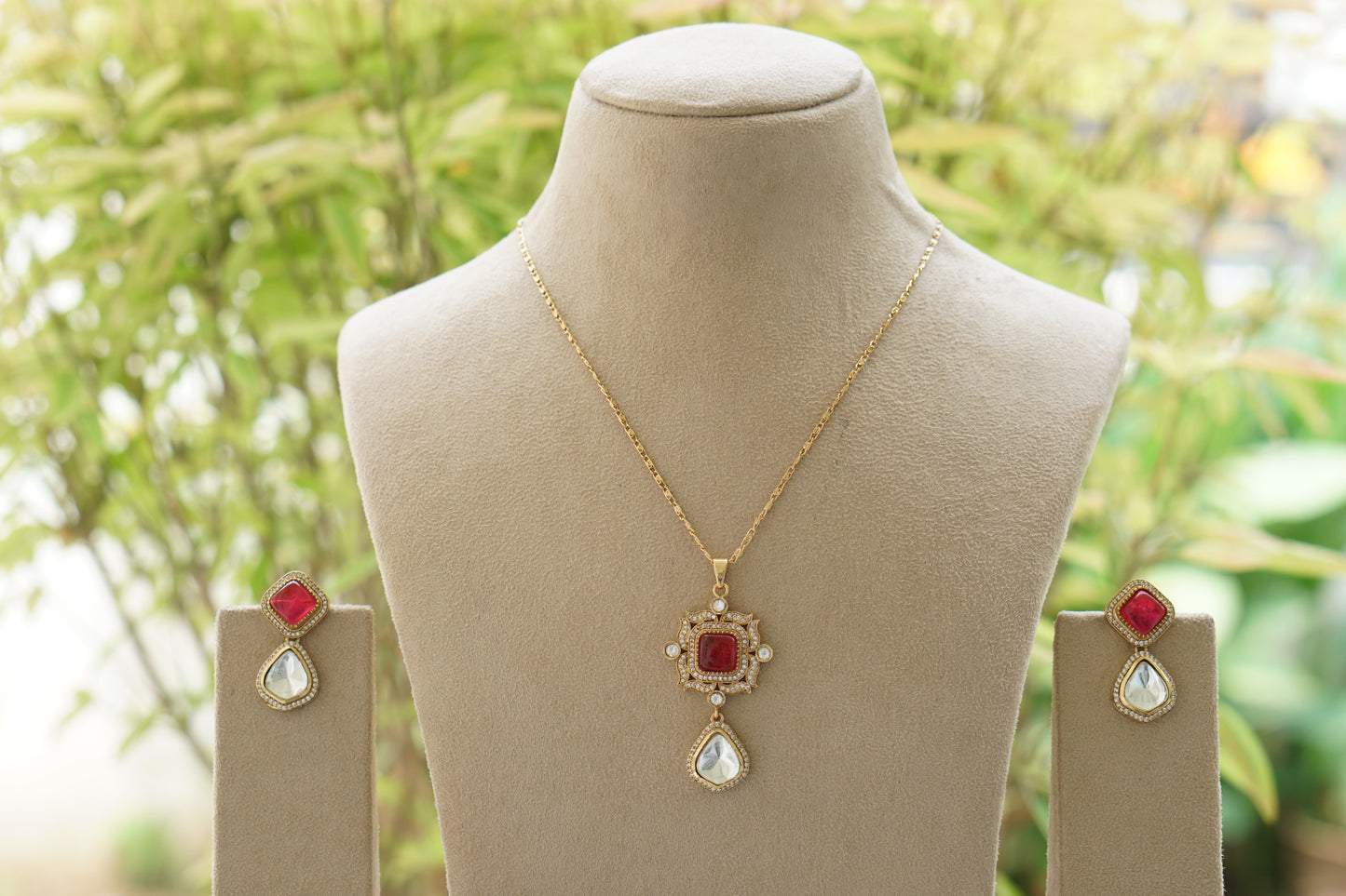Polki Pendant Set (4-9428)(B)