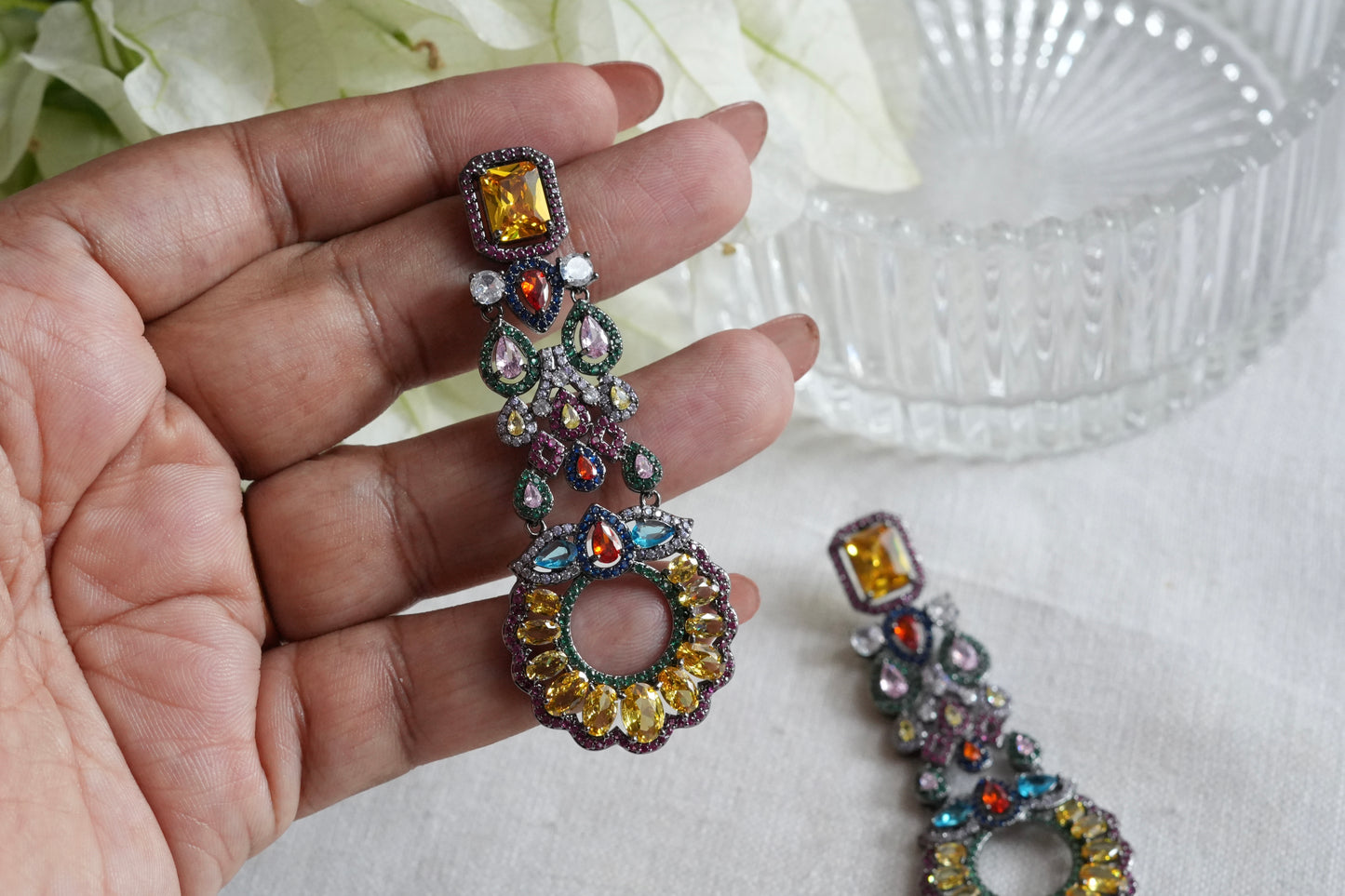 Multistone ad earrings(1-5434)(EX)