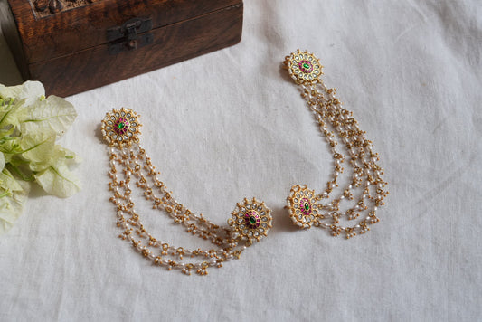 Kundan Earrings With Ear Chain (1-4965)(K)