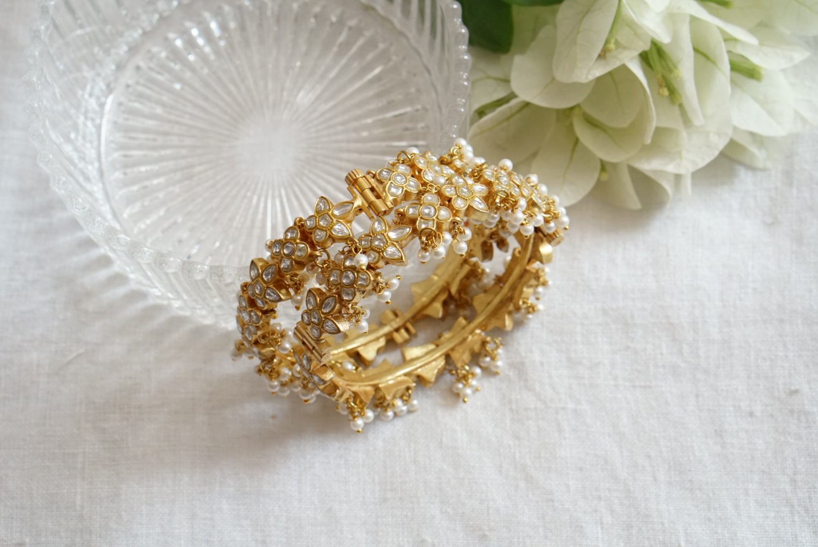 Kundan Openable bangle (3-388)(R)(Size 2’4-2'6)(preorder) - JEWELSTYLE