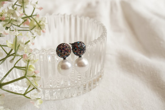 AD stone pearl Earrings (1-4849)(B) - JEWELSTYLE