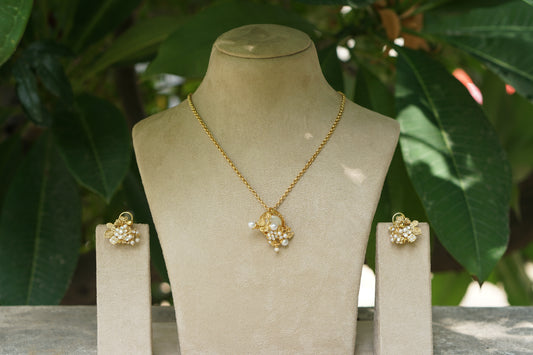 Pearl Polki Pendant Set (4-9429)(B)