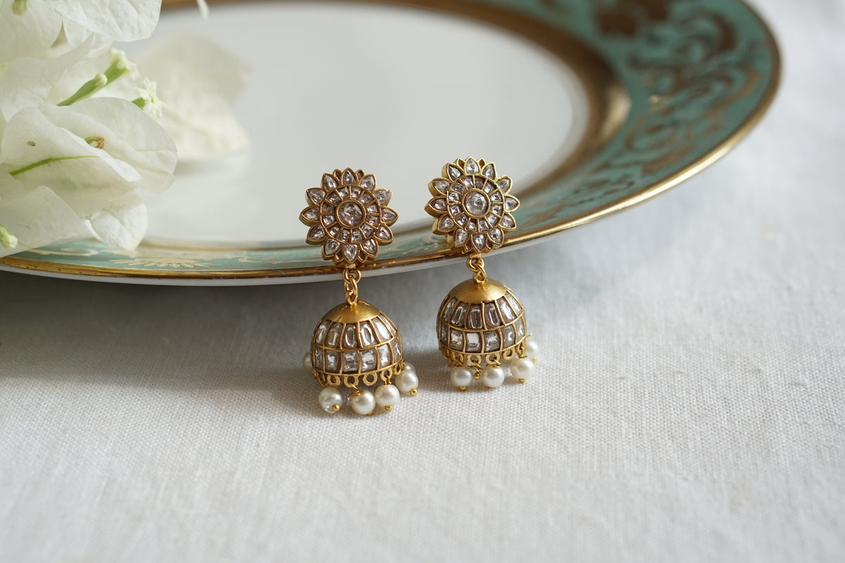 White Stone Kundan Jhumki (1-5588)(R)
