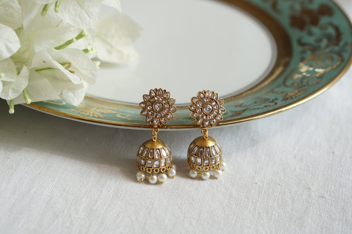 White Stone Kundan Jhumki (1-5588)(R)