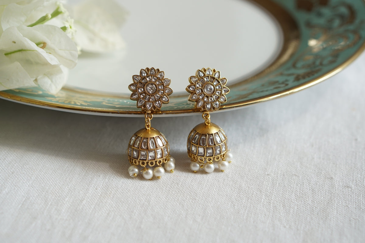 White Stone Kundan Jhumki (1-5588)(R)