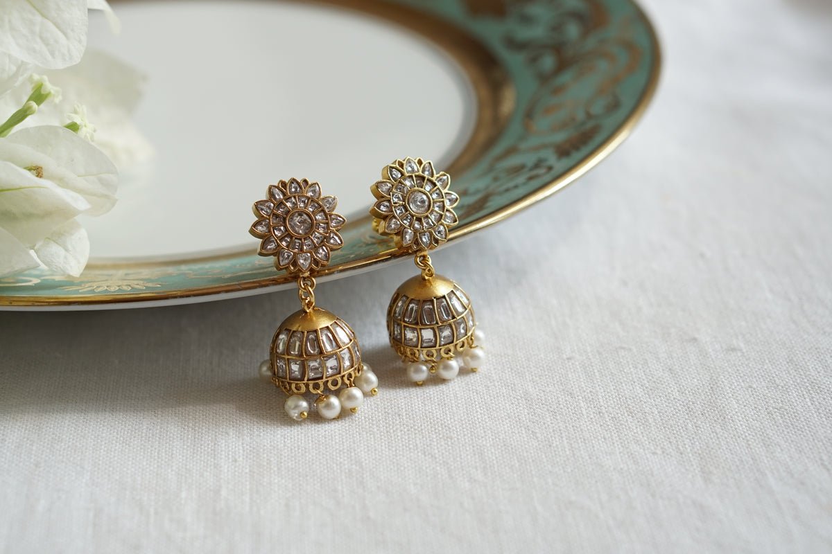 White Stone Kundan Jhumki (1-5588)(R)