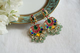 Multi Stone Kundan Earrings (1-5589)(R)
