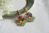 Multi Stone Kundan Earrings (1-5589)(R)