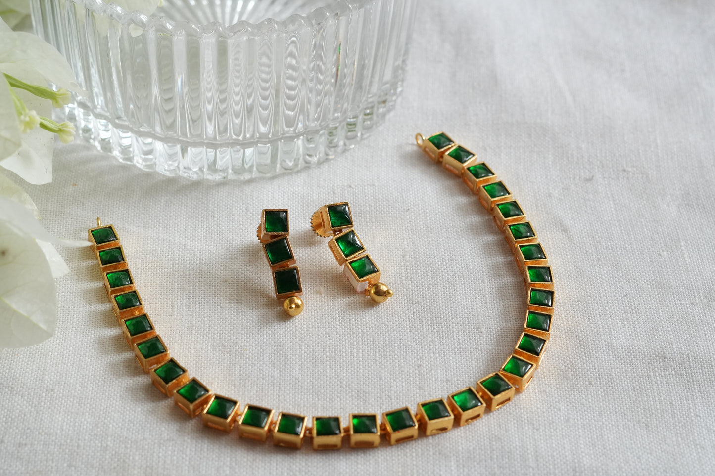 Green Stone Kundan Necklace (4-9491)(EX)