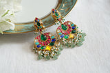 Multi Stone Kundan Earrings (1-5589)(R)