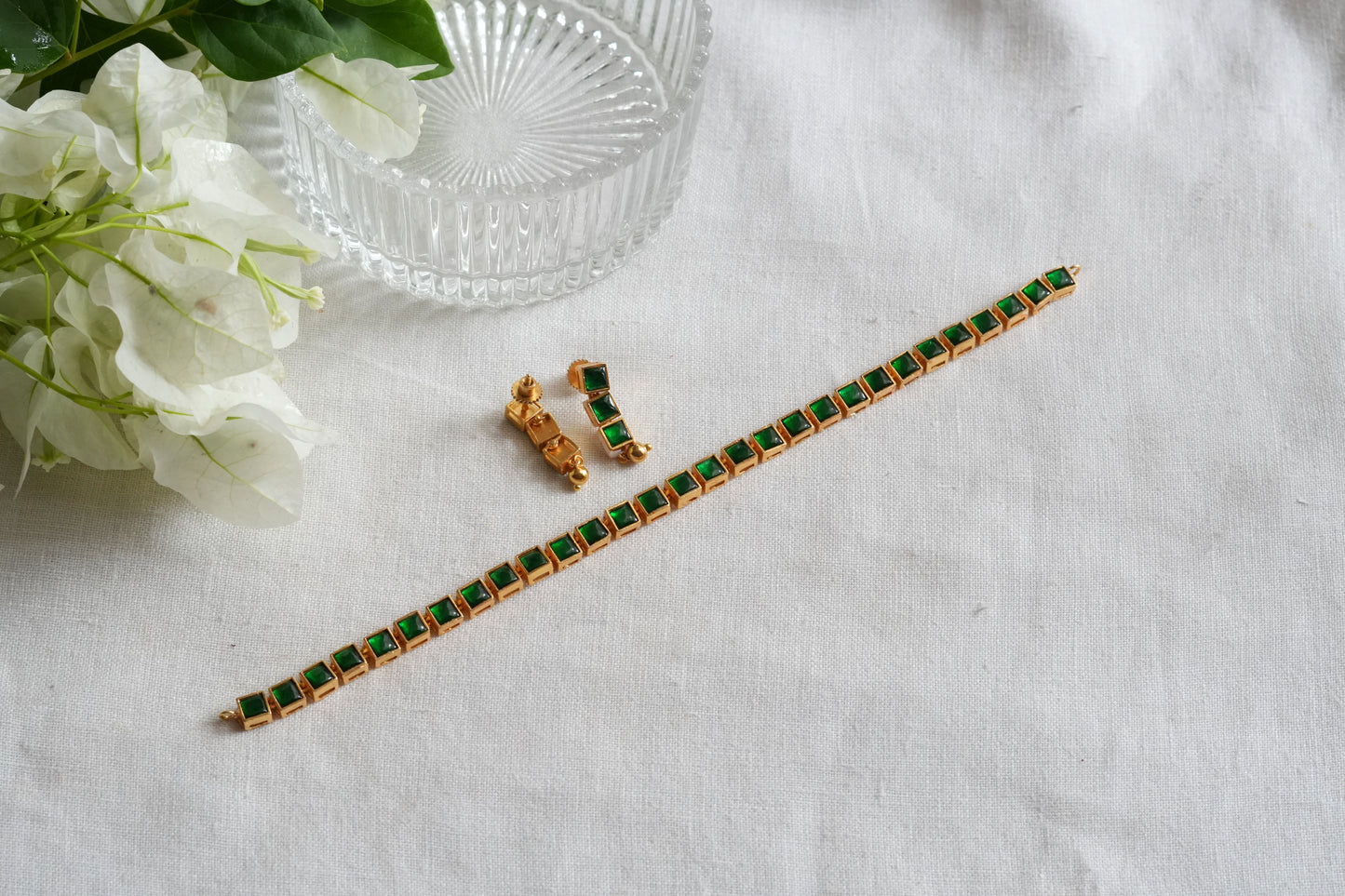 Green Stone Kundan Necklace (4-9491)(EX)
