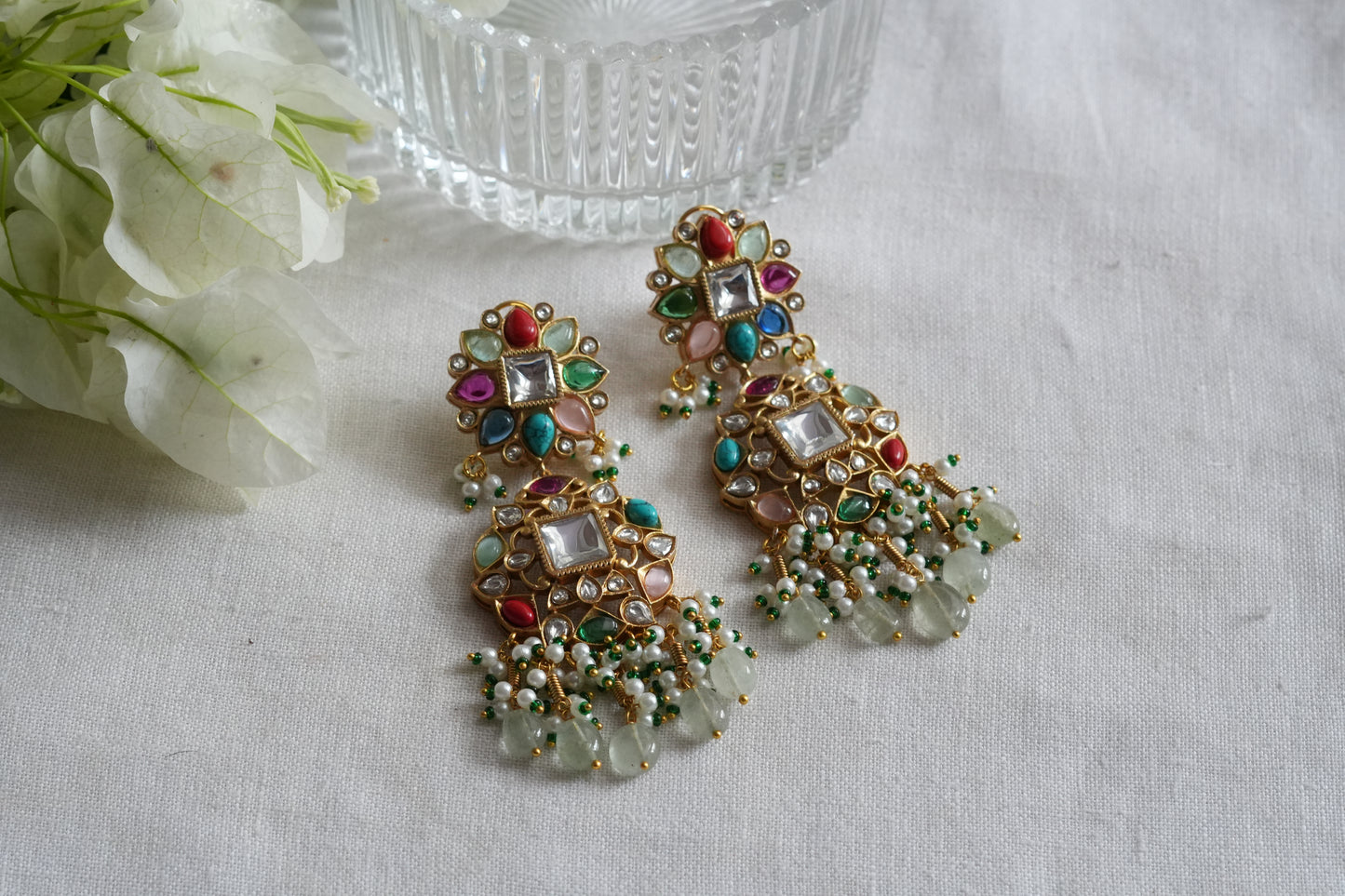 Navratan Polki  Earrings (1-5446)(B)