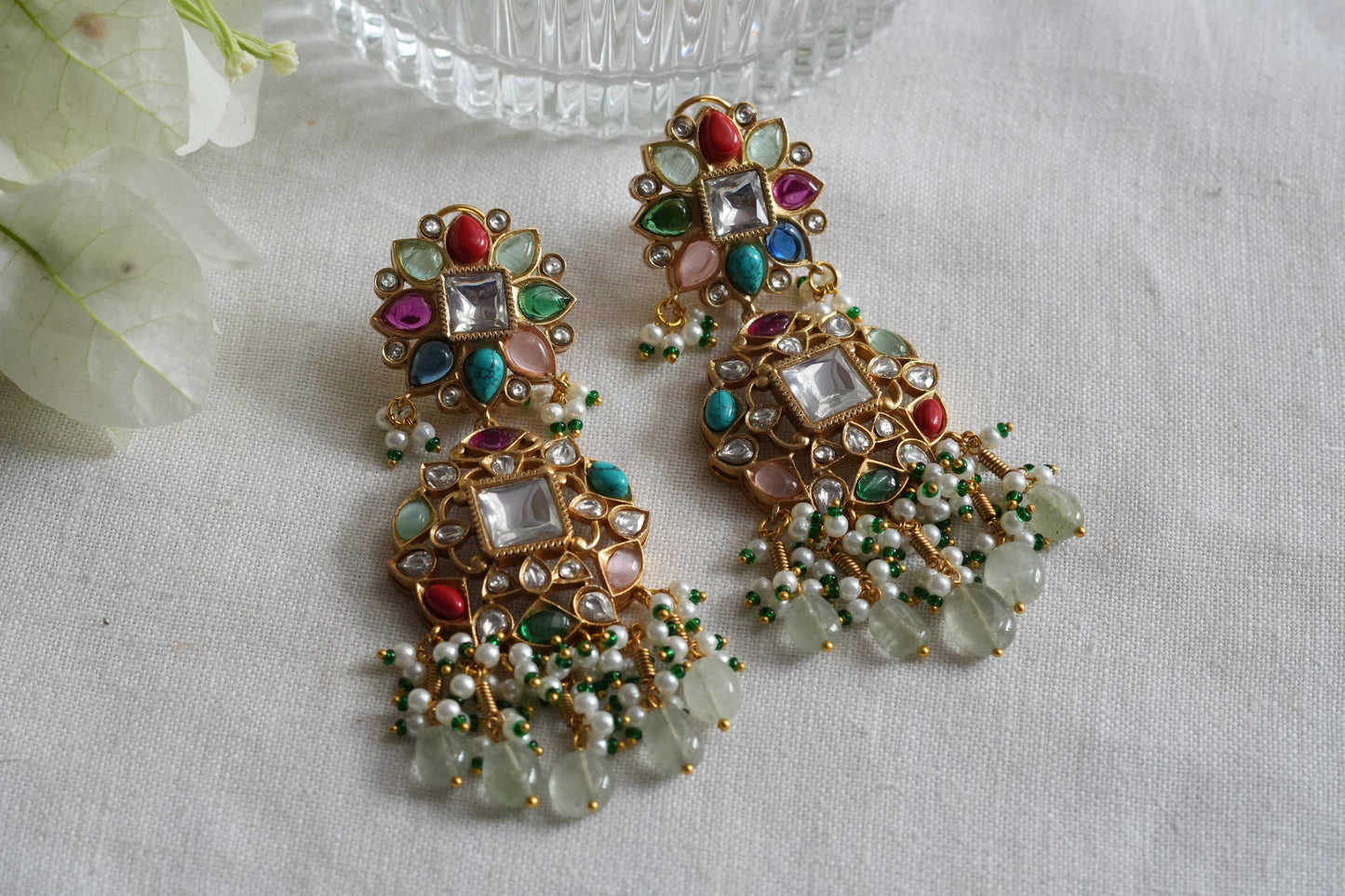 Navratan Polki  Earrings (1-5446)(B)