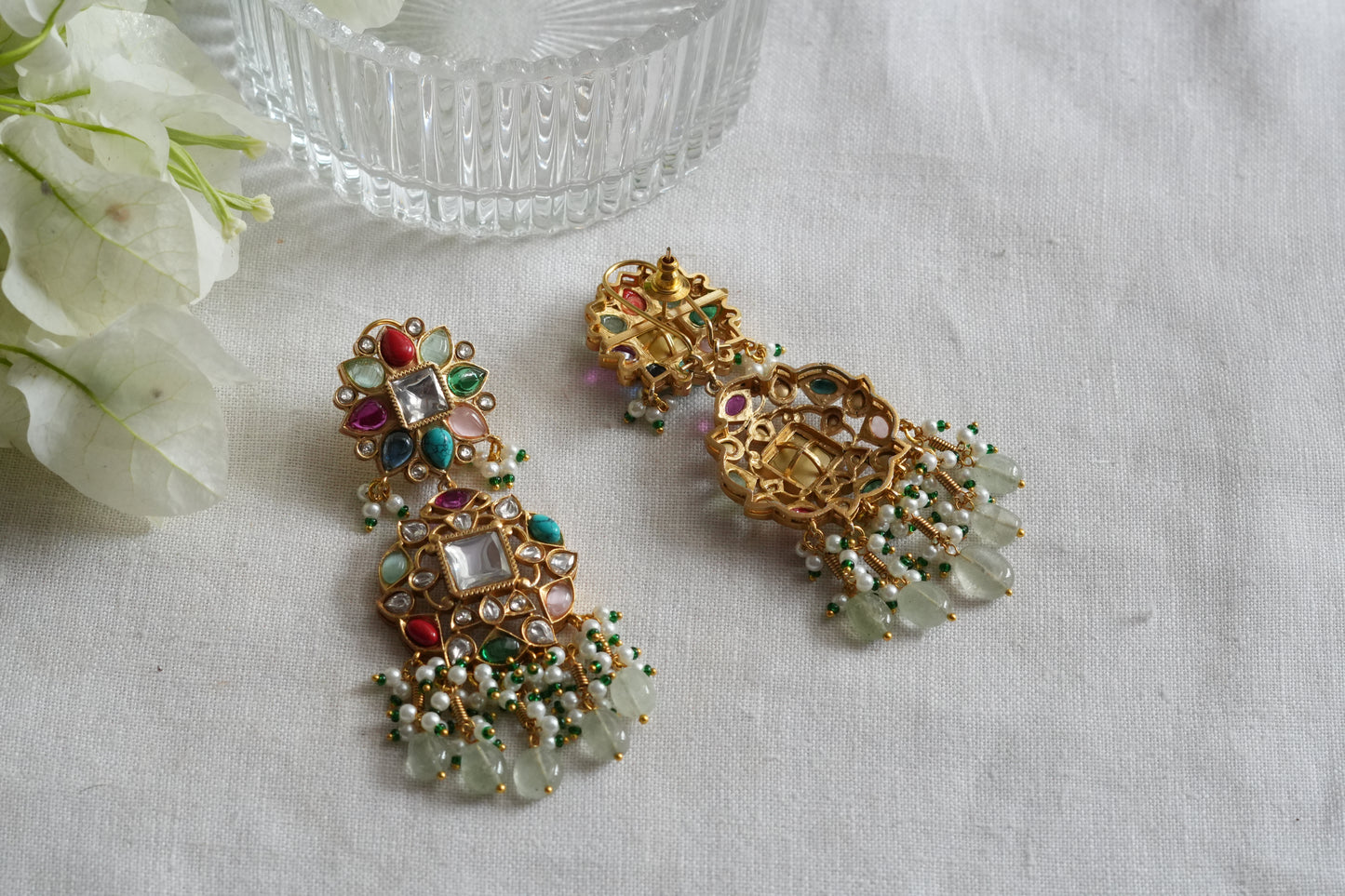 Navratan Polki  Earrings (1-5446)(B)