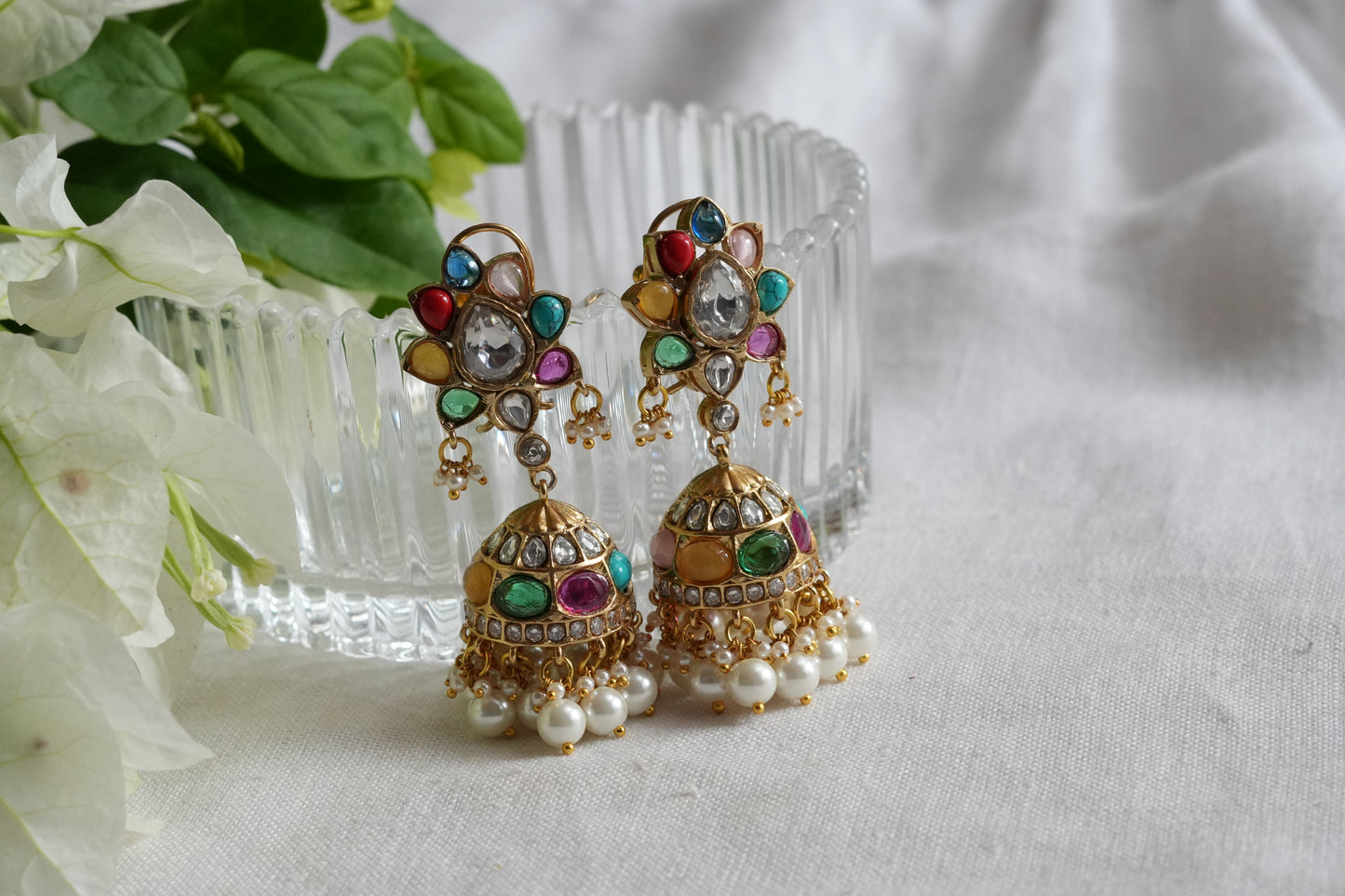 Navratan Polki  Earrings (1-5447)(B)