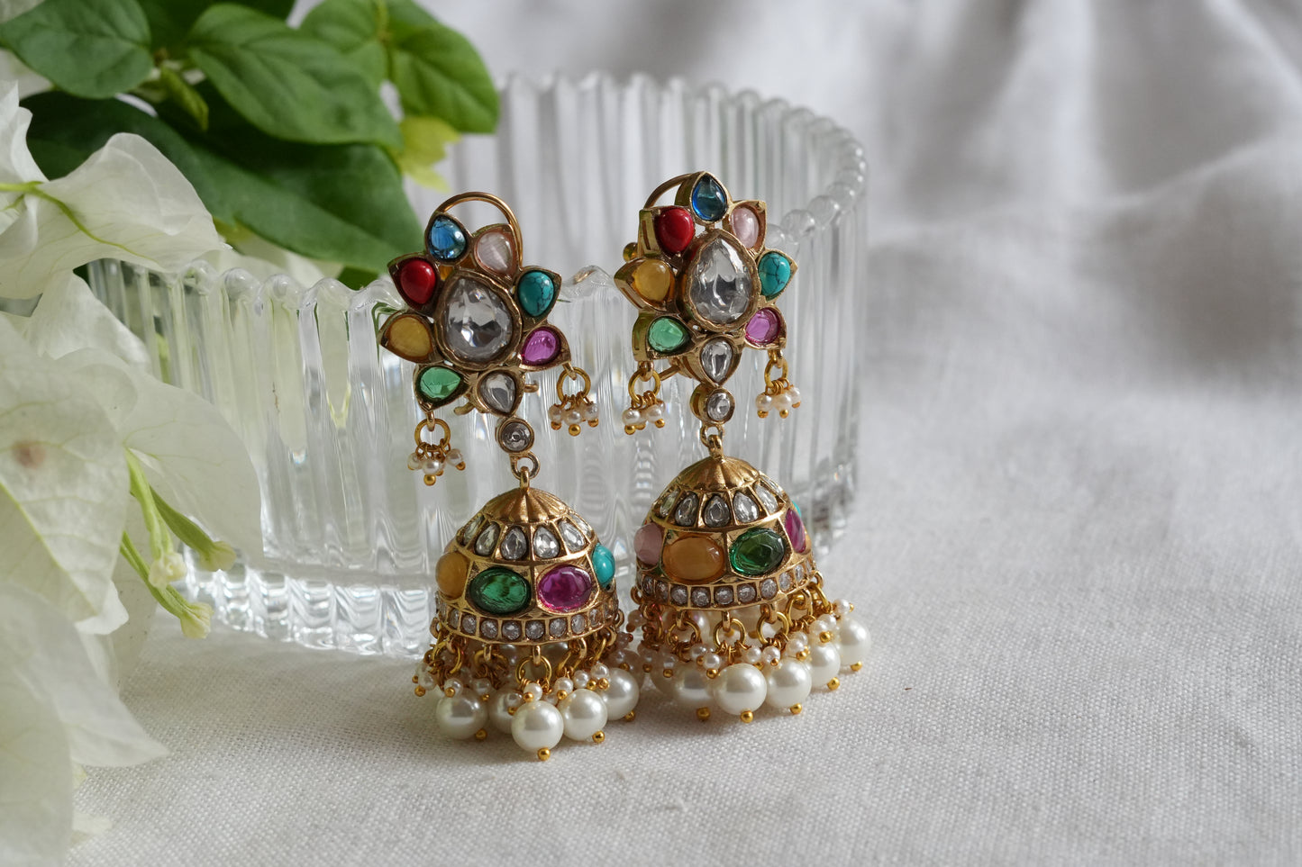 Navratan Polki  Earrings (1-5447)(B)