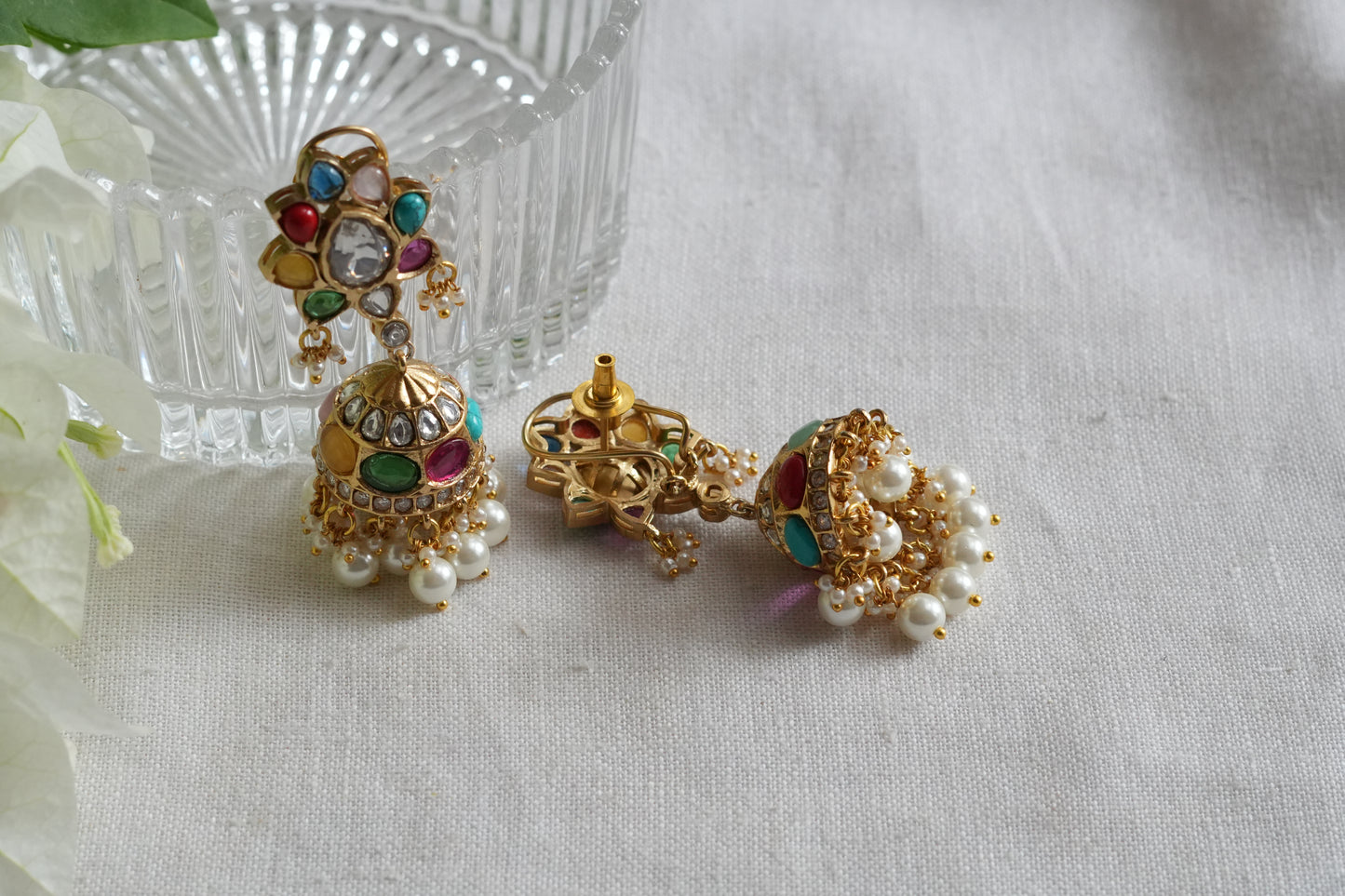 Navratan Polki  Earrings (1-5447)(B)