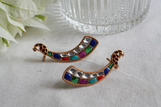 Navratan earcuff earrings(1-5430)(SR)