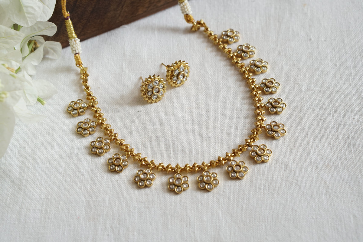 Kundan Necklace Set (4-9782)(B)