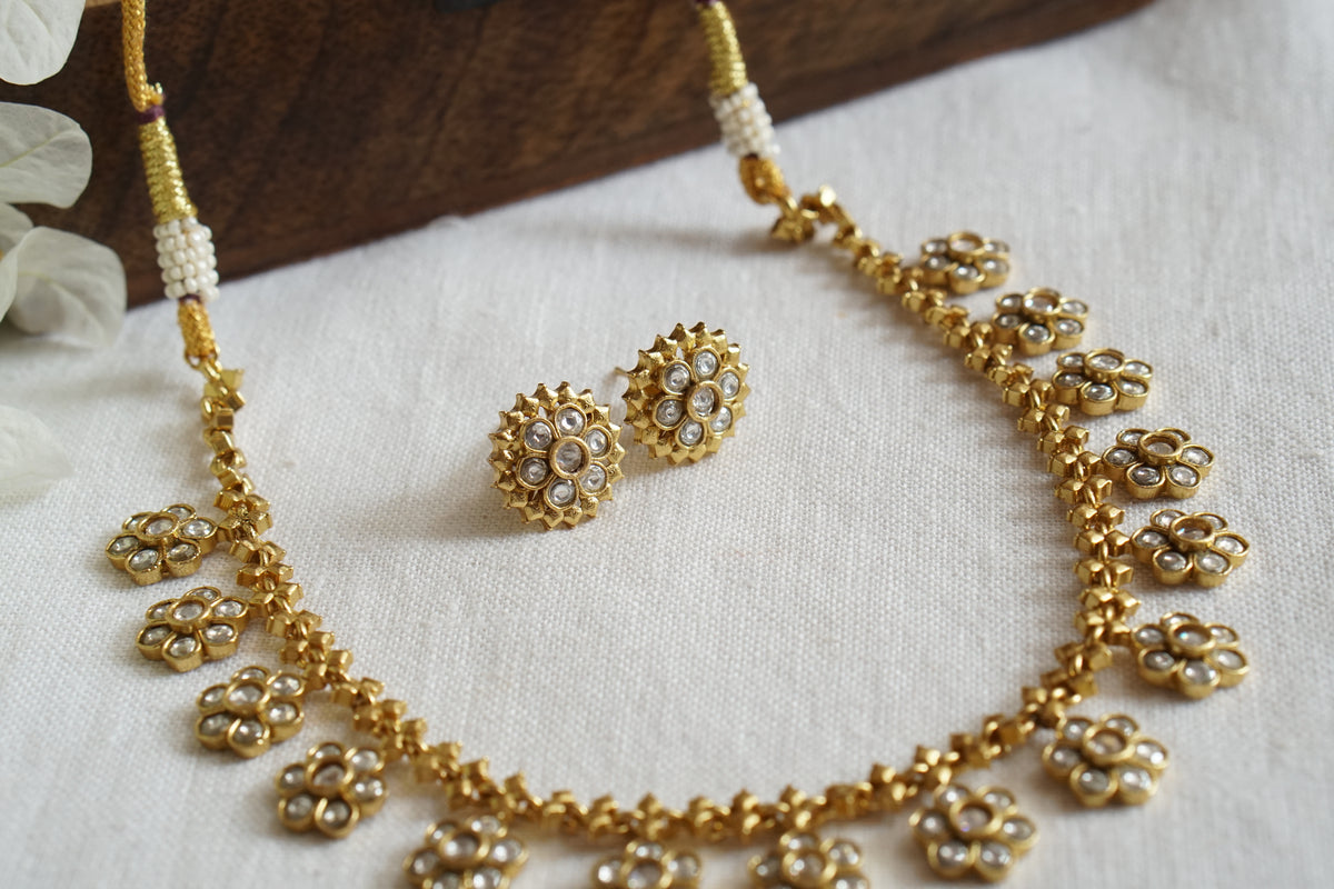 Kundan Necklace Set (4-9782)(B)