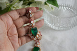 Green & Pink Stone Polki earrings(1-5454)(SR)