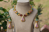 MULTI stone Necklace set  (4-7847)(A)