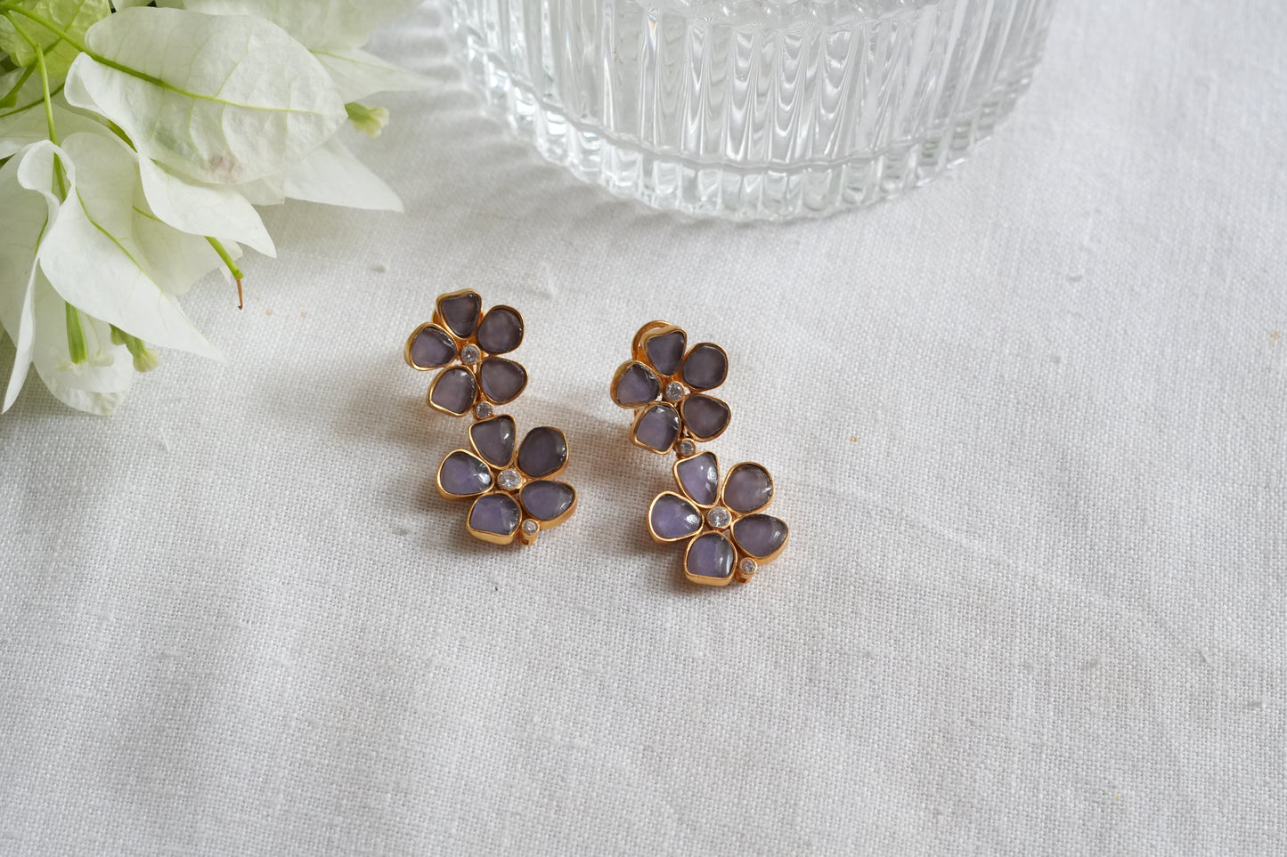 Purple Stone Polki earrings(1-5456)(SR)