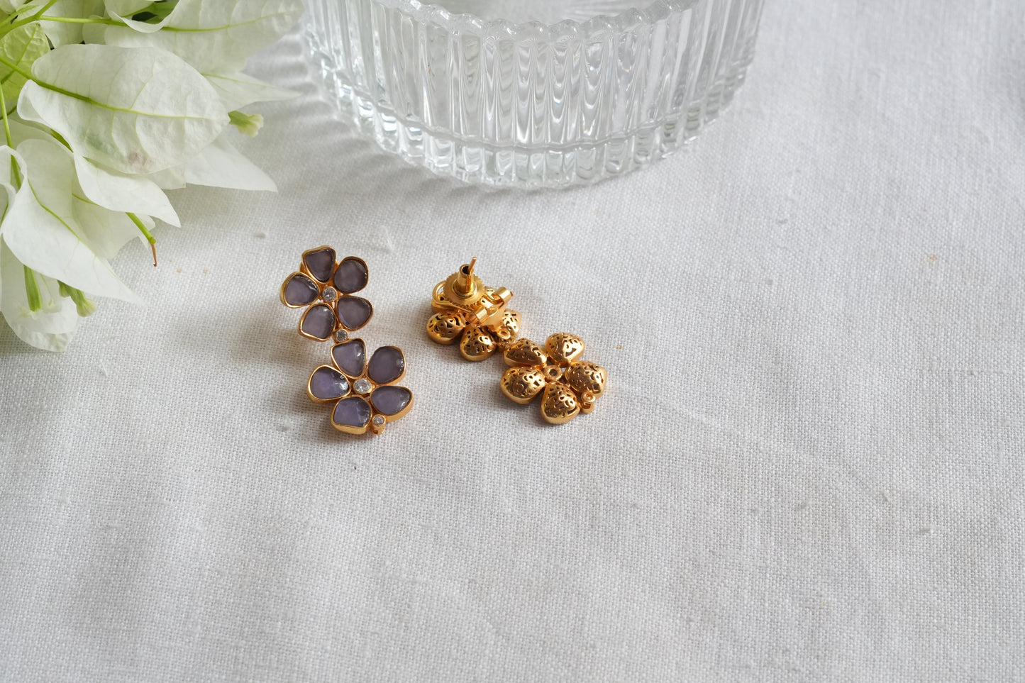 Purple Stone Polki earrings(1-5456)(SR)
