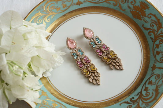Multi Stone Polki Earrings (1-5598)(B)