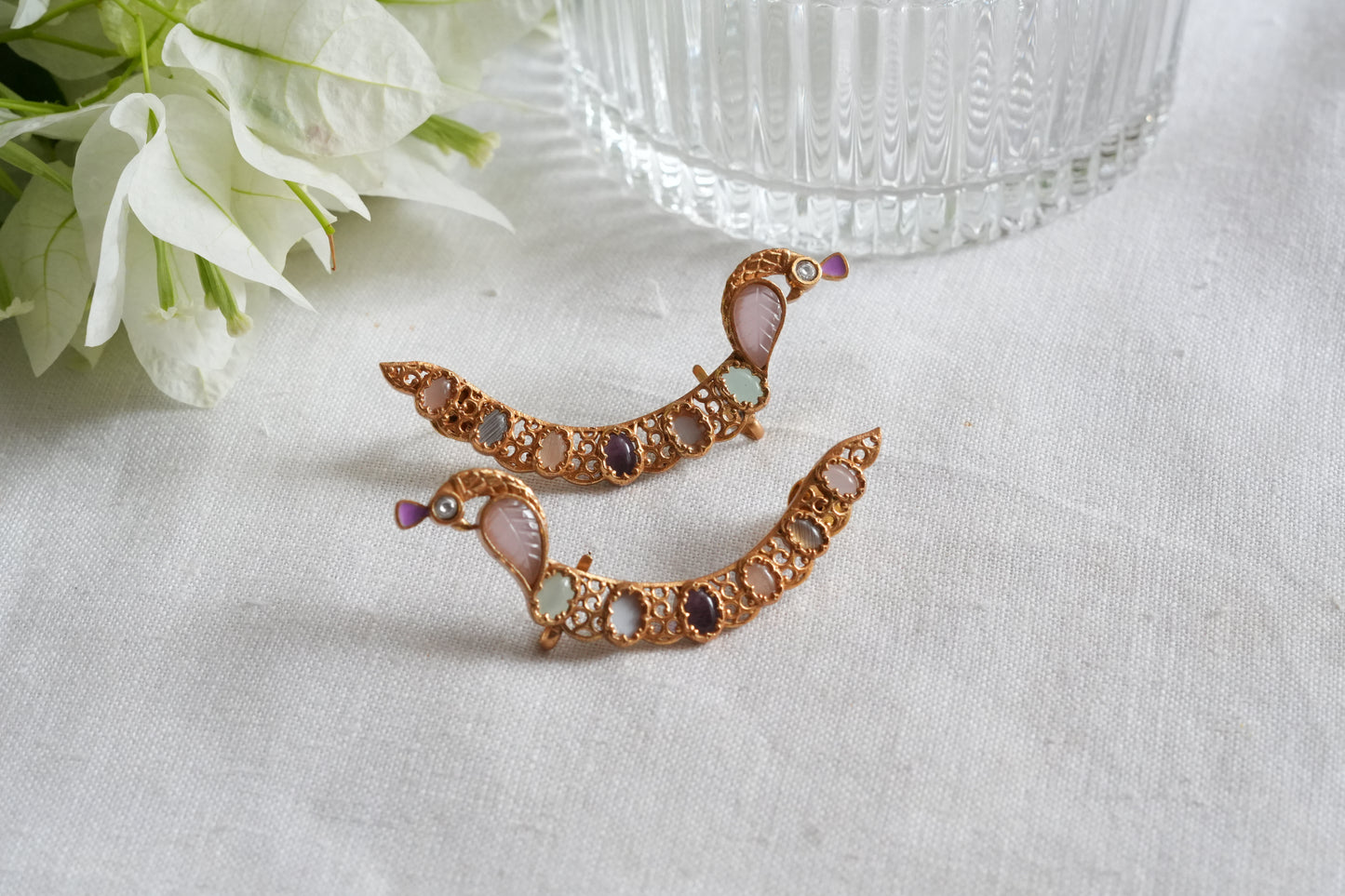 Light Pink Stone Polki earcuff earrings(1-5452)(SR)